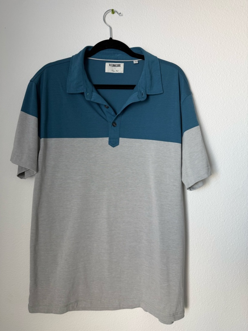 Linksoul Two-Tone Teal and Light Gray Men's Polo  M1